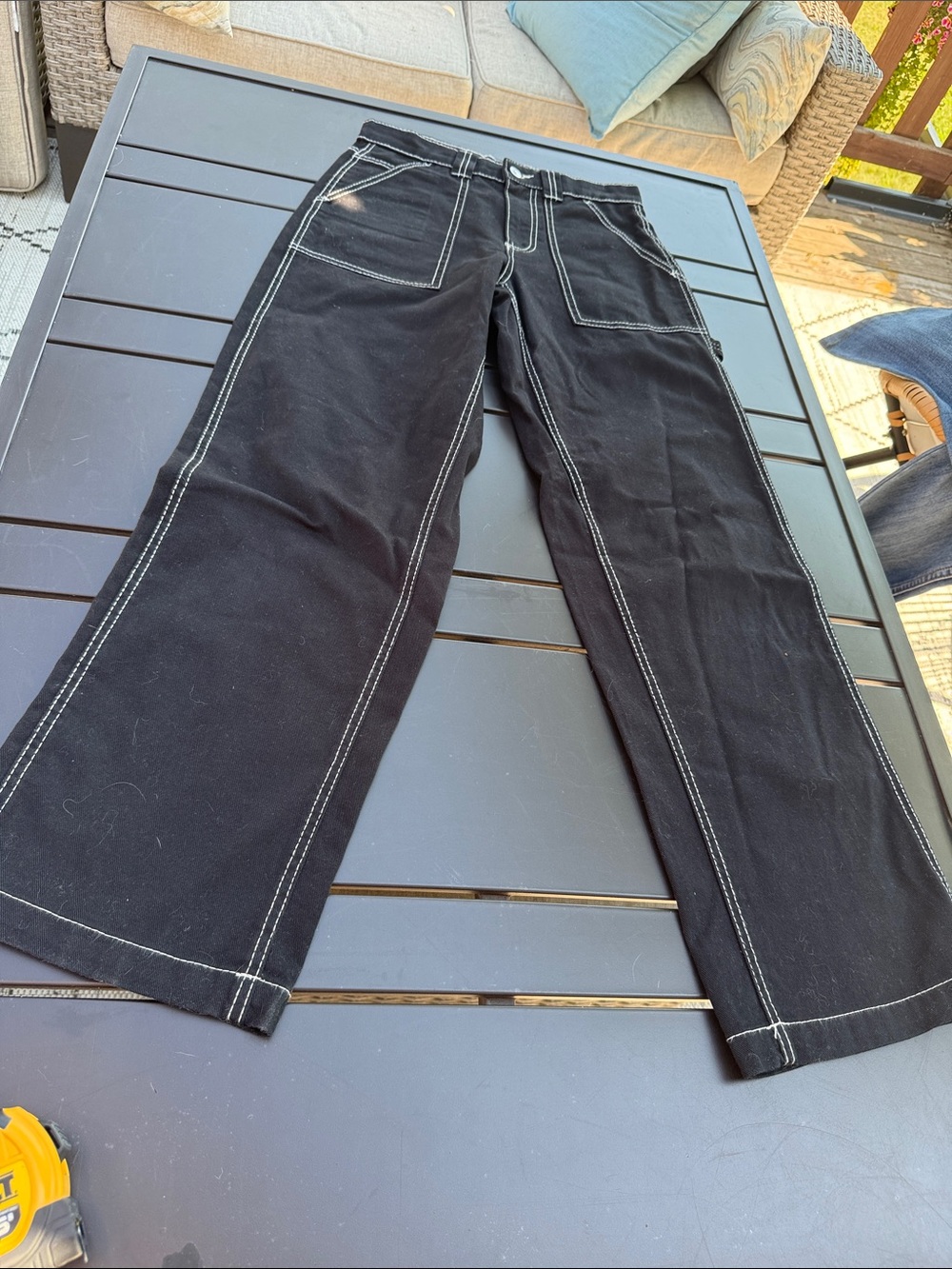 Retrod XS Men's Black Contrast-Stitch Workwear Jeans (27-28 waist) like new - Picture 3 of 13